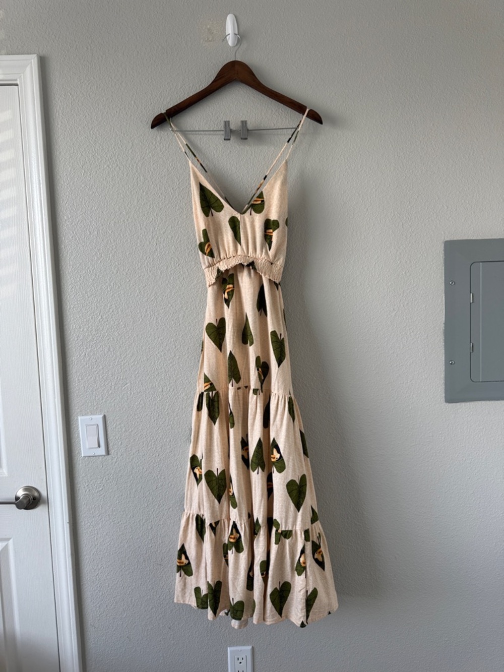 Farm Rio Tucano Toucan Bird Linen Blend Maxi Dress Cream Green Open back Small - Picture 4 of 14